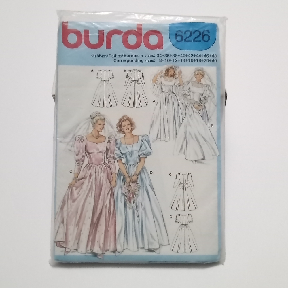 Women's Wedding Dress Pattern Burda 6226